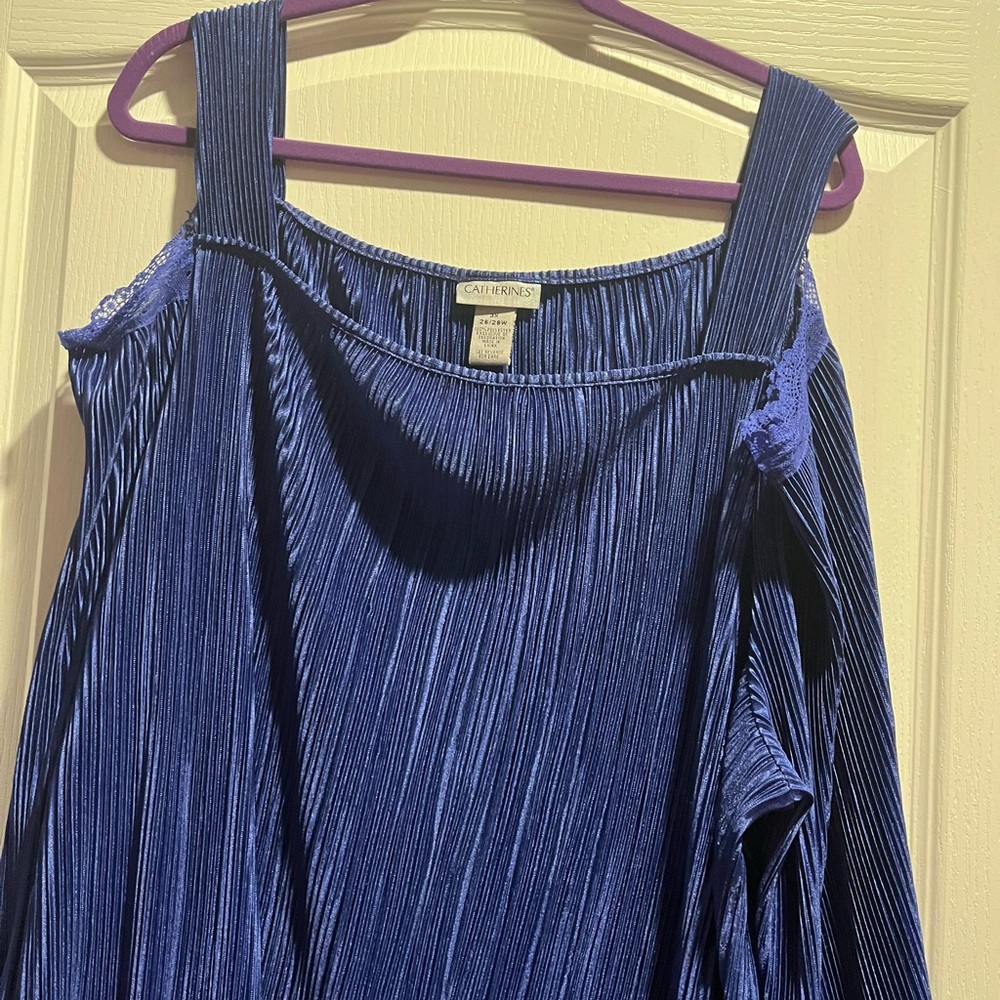 Woman’s cold-shoulder royal blue blouse